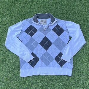 Bke Men's Blue and White Jumper
